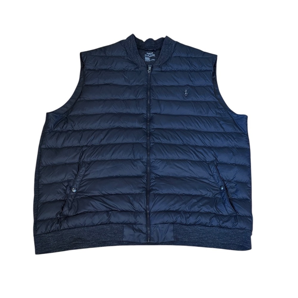 Rare Polo Ralph Lauren Performance Puffer BLACK Vest Hybrid‎ Knit Back Mens 2XB